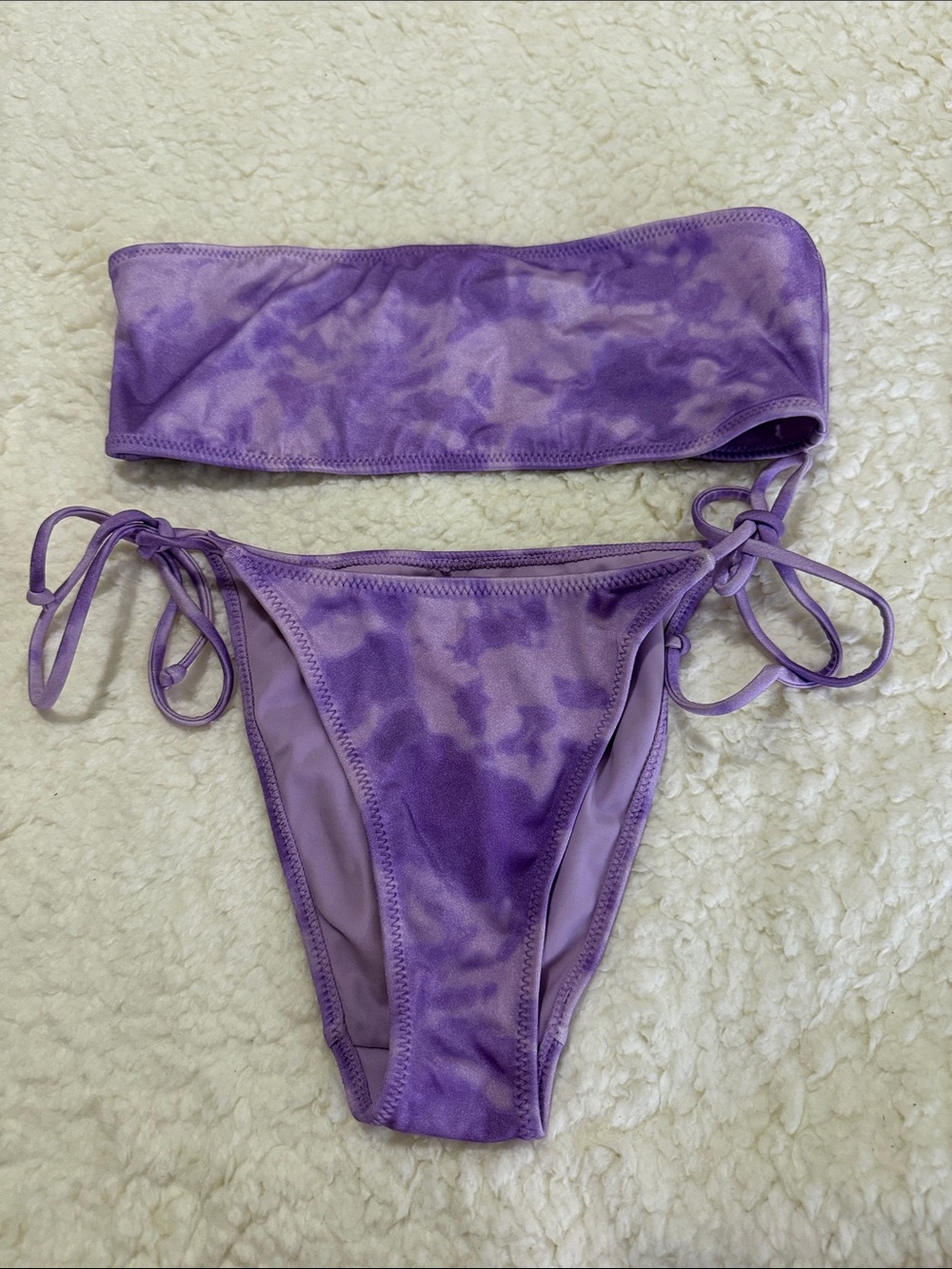 Kendall & Kylie Purple Tie-Dye Bandeau Bikini Set